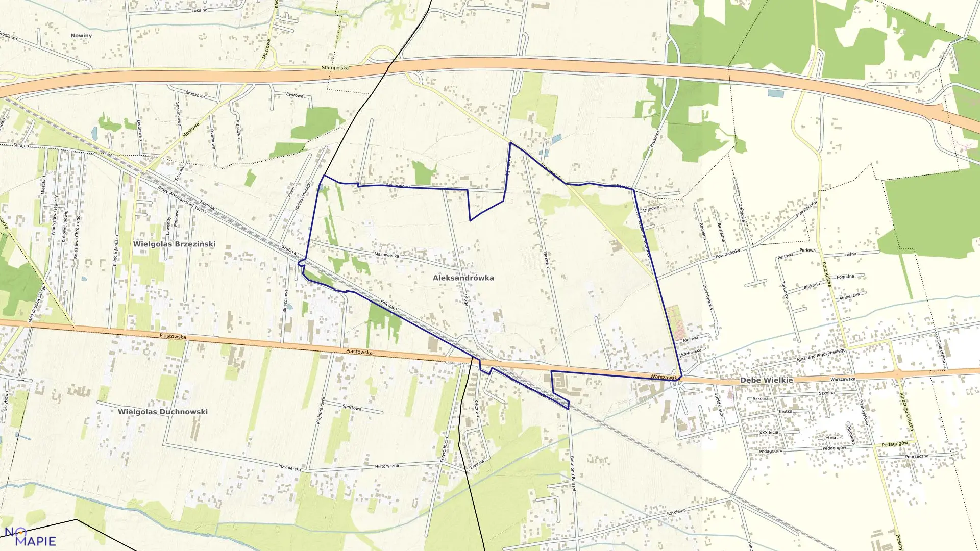 Mapa obrębu ALEKSANDRÓWKA w gminie Dębe Wielkie