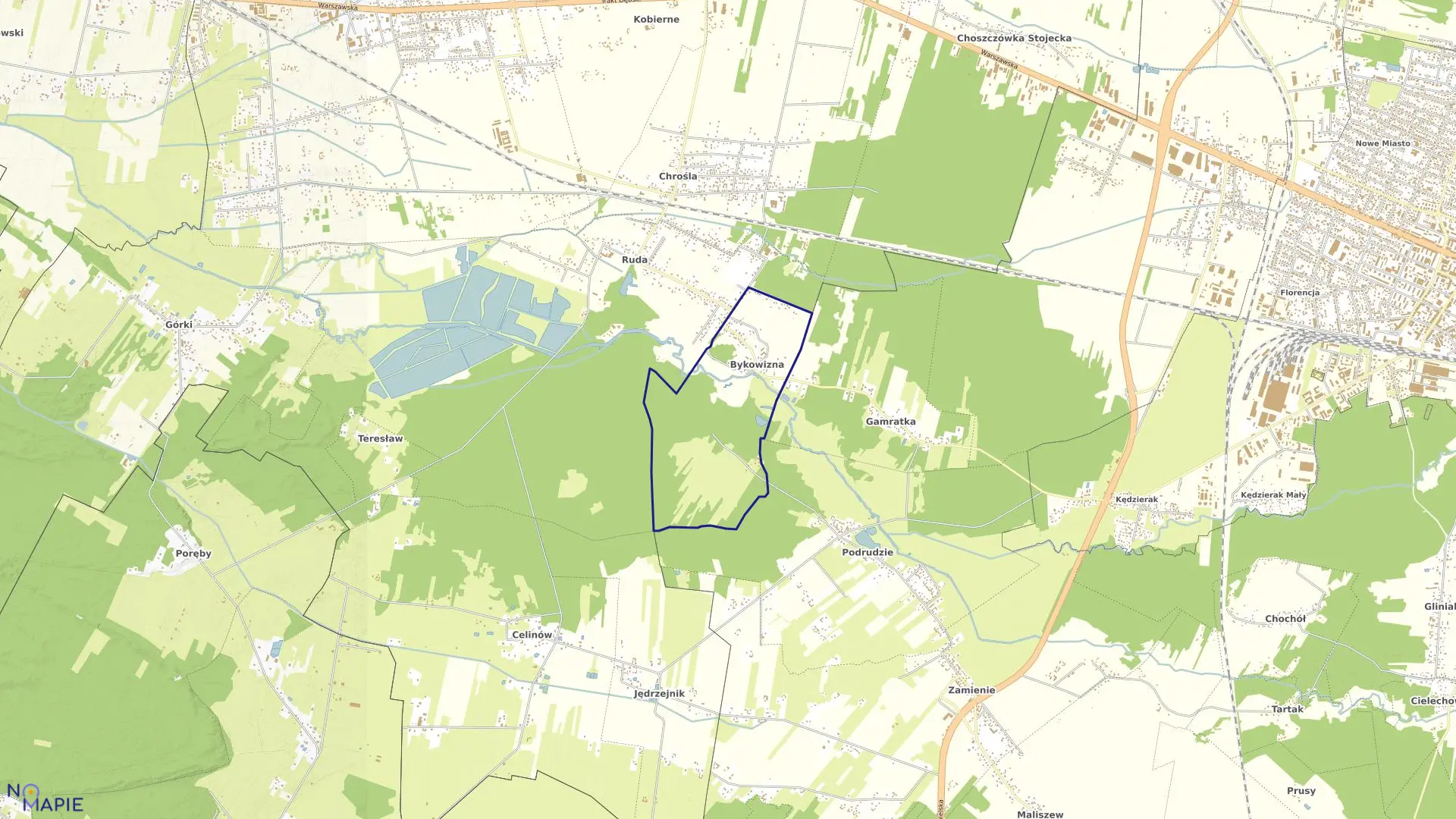 Mapa obrębu BYKOWIZNA w gminie Dębe Wielkie