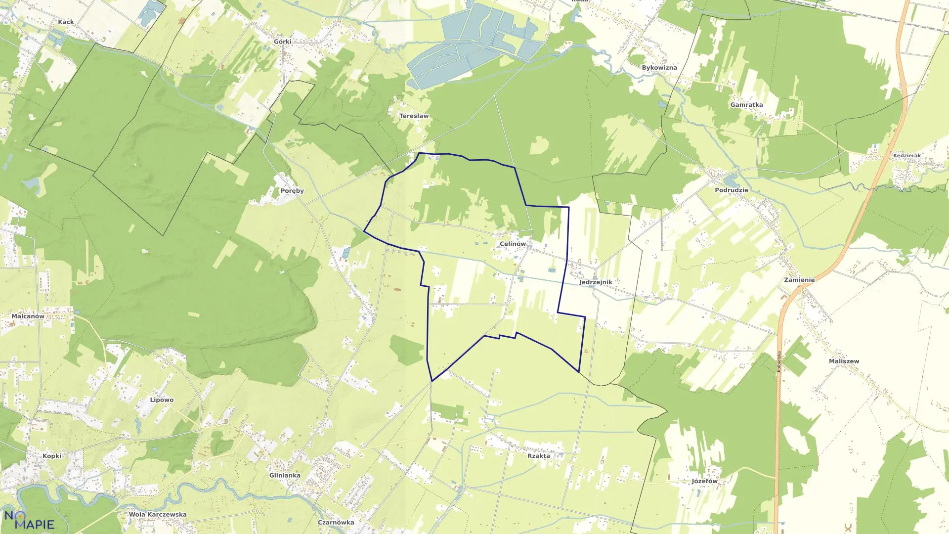 Mapa obrębu CELINÓW w gminie Dębe Wielkie