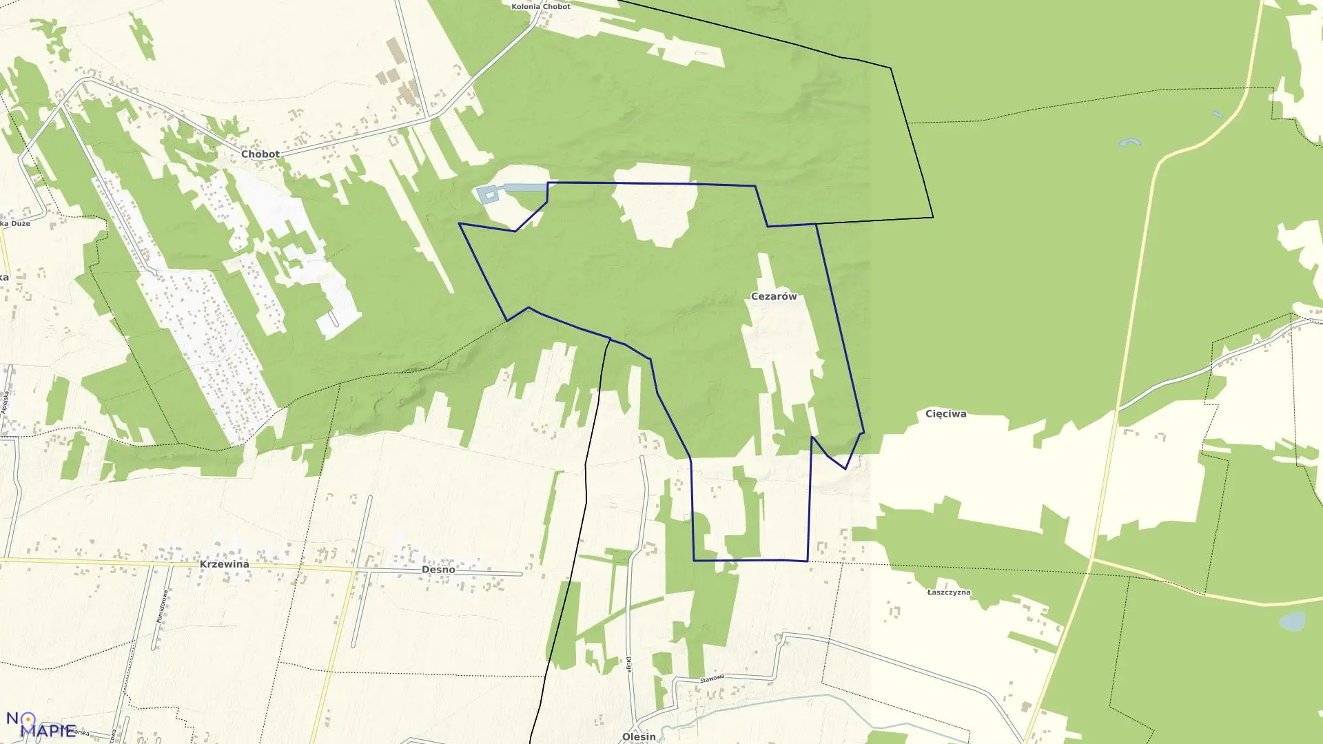 Mapa obrębu CEZARÓW w gminie Dębe Wielkie
