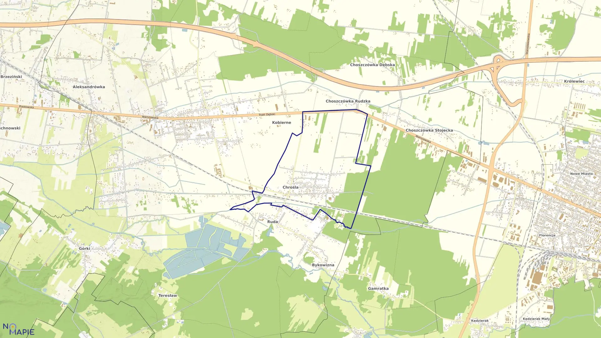 Mapa obrębu CHROŚLA w gminie Dębe Wielkie